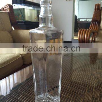Wholesale Clear French Square Vodka Glass Bottle 750ml
