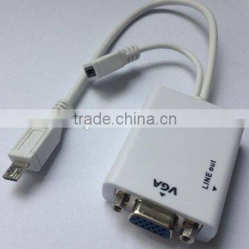 new product 2015 male to male micro usb to VGA +audio adapter mhl from china supplier