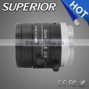 f1.8 machine vision technology 2015 best selling camera lens focal length 25mm HD5MP manual iris cctv lens