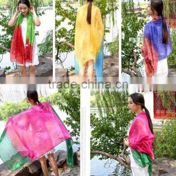Gradient Color Simple and Fancy Voile Stoles Scarf Shawls for Women Ladies Girls All Year Applicable photo-6