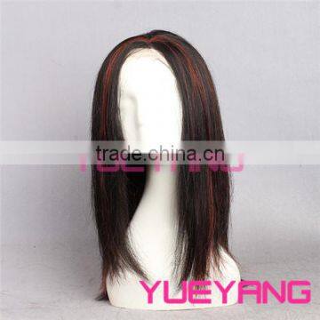 50cm long high quality middle part black and auburn lace front wigs