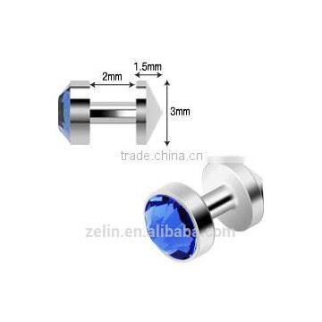 Grade 23 solid titanium skin diver 3mm blue green CZ dermal anchor