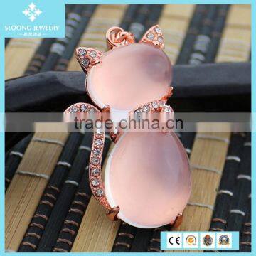 Cute Rose Gold Cat Animal Shaped Pendant Jewelry Wholesale