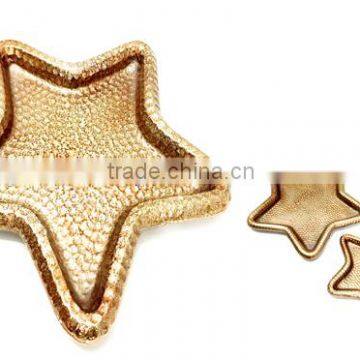 Home decorative bubble copper Star Tray, Designer Food serving Tray Star shape, Metal Food Serving Tray Bubble Copper