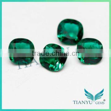 7*7 mm square cushion cut synthetic raw green color of emerald stone