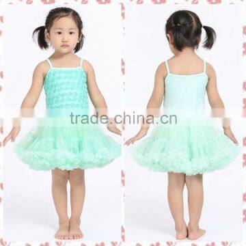 Summer fashion rosette pettidress fancy design and top quality birthday party dress for 0-3 years old baby girl