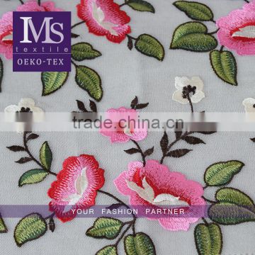 Custom beautiful chiffon embroidery design ladies dress fabrics