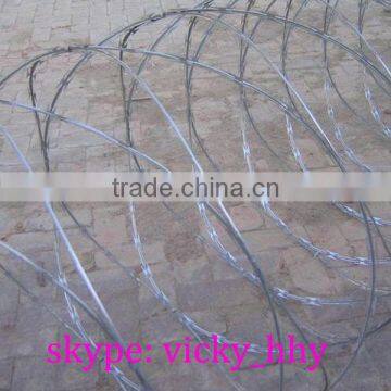 Single coil concertina wire used for security fencing