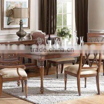 Elegant Country Style Rectangular Dinner Table With Exquisite Wood Carved Dinning Chair, Simplicity Dinning Furniture Set