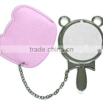 Different Shape Sublimation Makeup Pocket Hand Mirror With Leather Case