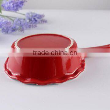 China Suppliers Kitchen Cookware Ceramic Baking Pans With Red Handle photo-2