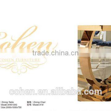 Contemporary Stainless Steel Legs Marble Luxury Dining Table, Marble Top Dining Table, Stone Dining Table AH6130 photo-2