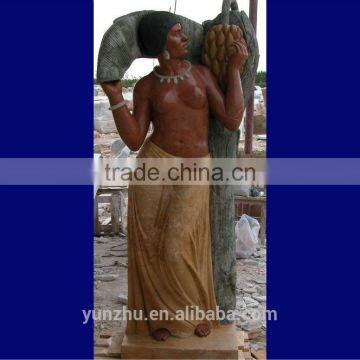 Hand Carved African Style Marble Stone Life Size Man Statue photo-2