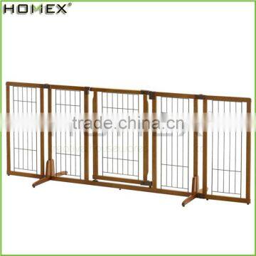 Wood Solid Pet Gate Extendable Pet Fence w Door Homex_BSCI Factory