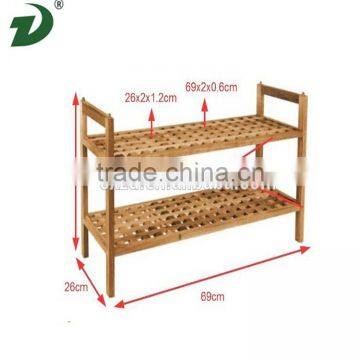 Home Furniture 2 Tier Wooden Folding Shoe Rack photo-3