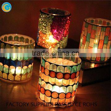 Glass mosaic candle holders