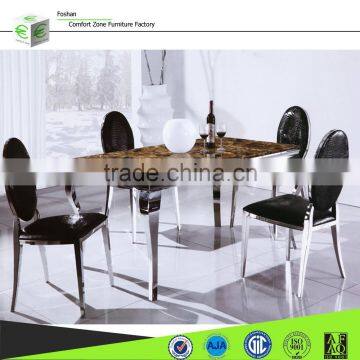 A8029 8 seaters stainlesss stell base marble dining table