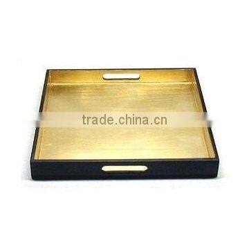 Eco Friendly Golden Lacquered Decorative Tray photo-3