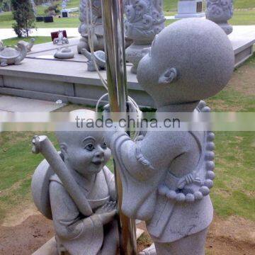 Outdoor Graden Decoration Stone Carving Marble Baby Buddha Little Monk Statue photo-2