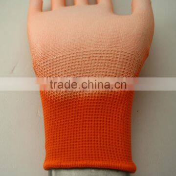 NMSAFETY 13 Gauge Knitted Orange Polyester Liner Coated White pu on Palm Gloves for Light Industry photo-4