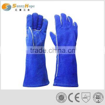 reinforced palm blue cowhide leather welding gloves