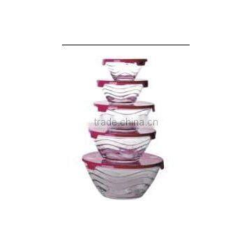 GH054 5pcs Glass Bowl Set With Deco