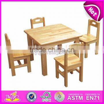 High Quality Kindergarten Table and Chairs Natural Wood Daycare Furniture W08G209-S photo-4