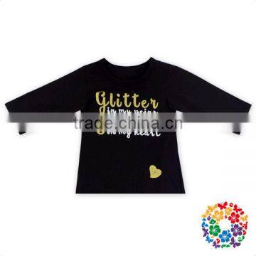 2016 Latest Fancy Tops Girls Plain Black Cotton Top With Feather 0-6 Years Old Girls Long Sleeve Tops photo-2