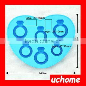 UCHOME Lovely Silicone Diamond Ring Ice Cube Tray/food-grade Chocolate Mold,Blue