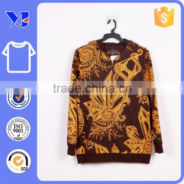 Autumn men outer relaxed fit wear terry printed sport cotton hooded coat