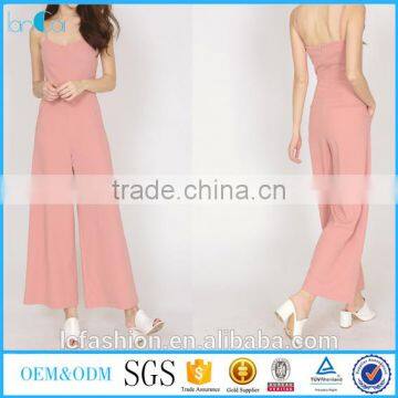 jumpsuit sexy for women 2017 sleeveless wide leg pant pink romper