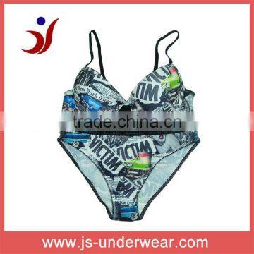 2013 ladies fashion europe standard printed underwear bra set