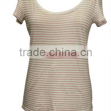 Sexy Big Neckline Short Sleeve Tight Fitted Women T-shirt photo-2