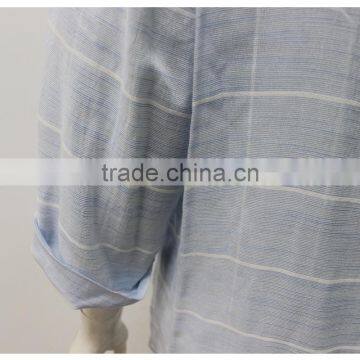 Factory Ladies Summer Tops Charming Cotton Long Sleeve Blue Blouse photo-6