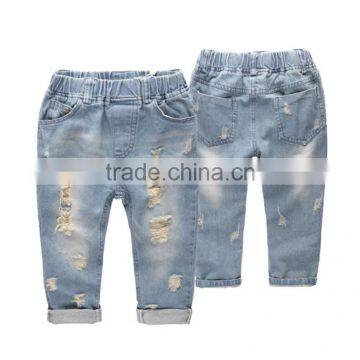 Boy new model pants jeans 2017 pure color hole in leggings