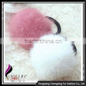 CX-E-21 Mixing Colors 2016 Genuine Rabbit Fur Ball Small Elastic Hair Band photo-3