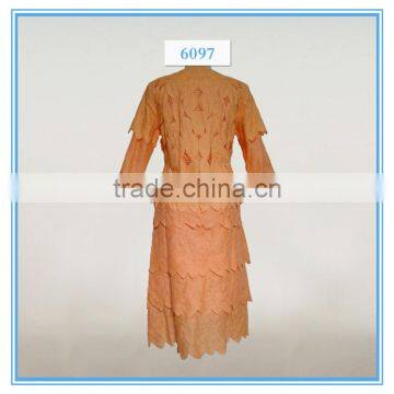 Ladies Wholesale Leaves Pattern Embroidery Cutwork Church Dresses Suits photo-2