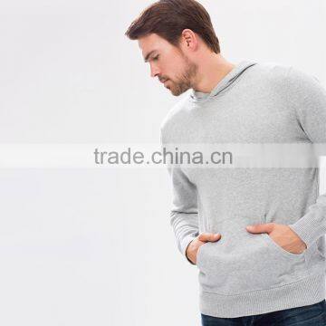 Men's Plain Grey 100% Polyester Hooded Sweatshirt photo-4