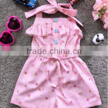 Wholesale sling design baby jumpsuit girl floral romper newborn baby clothes