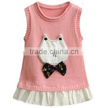 Sleeveless Kids Summer Knit Dress New Style Baby Girl Frill Dress photo-2