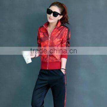 Latest Design Fashion Tops Tracksuit Full Zip Wholesale Women Printing Tracksuit Custom photo-6