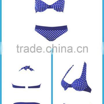 New Design High Solid Color Waist Blue Dot Sexy Girl Hot Bikini photo-6