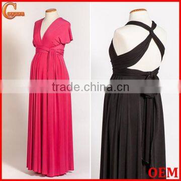 Elegant Cap Sleeves Oversized Maternity Clothes Women Fucsia Maternity Dress