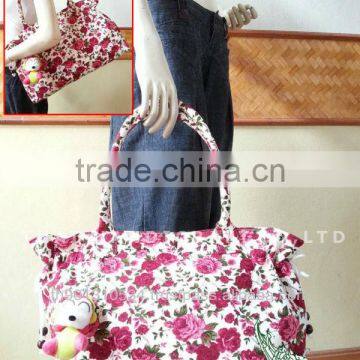 Thai cotton fabrics tote bag flowers design