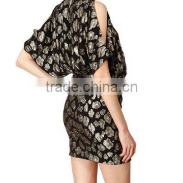 Cinch-Waist Flutter-Sleeve Minidress Evening Dresses China