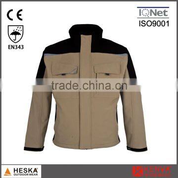 Mens Contrast Color New Cargo Heavy Duty Softshell Work Coat photo-5