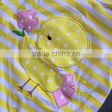 2016 Easter Design New Baby Kids Yellow Strpies Easter Girls Outfits Boutique Clothing With Matching Headband and Necklace Set photo-6