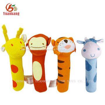 China OEM Custom Hand Bells Plush Animal Shaped Soft Baby Rattle Ring Toy for baby