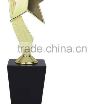 Popular wood trophy base gold plated STAR awards metal trophy