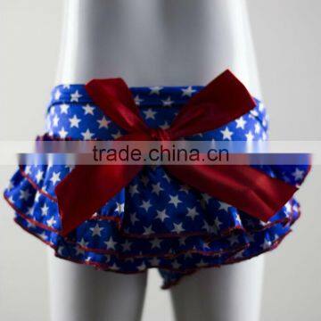 NO MOQ Hot Sale US Blue White Red Stars July 4th Bloomers Fashion Diaper Covers In Stock